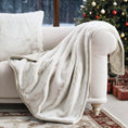 Load image into Gallery viewer, Ultra Soft Luxury Fluffy Mink Faux Fur Throw Blanket, Thick Warm Fall Winter Blankets for Bed, Couch, Cozy Plush Reversible Blanket for Chair, Sofa (Tipped Champagne Ivory, 60"X80")