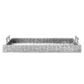 Load image into Gallery viewer, Rectangular silver serving tray with textured alligator pattern and polished metal handles on both ends