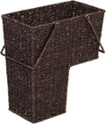 Load image into Gallery viewer, Dark brown wicker storage stair basket with angled design and handles for easy carrying and organizing items