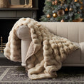 Load image into Gallery viewer, Ultra Soft Luxury Fluffy Faux Rabbit Fur Throw Blanket, Thick Warm Bubble Throw for Bed, Cozy Plush Reversible Blankets for Couch, Chair, Sofa, Cream, 60X80 Inches