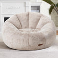 Load image into Gallery viewer, Plush almond-colored Beatrice Sofa Chair bean bag with high-density memory foam in a cozy modern living room setting