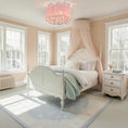 Load image into Gallery viewer, The Lilly Pink Drum Chandelier Flush Mount Chandelier Crystal Ceiling Light Fixture in a girl's bedroom above the bed