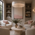 Load image into Gallery viewer, Lucas Coffee Table in sitting room with chandelier and shelving with a window and carpet