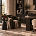 Load image into Gallery viewer, black accent table in office next to accent chair and across from desk