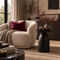 Load image into Gallery viewer, black accent table next to beige chair