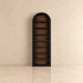 Load image into Gallery viewer, black arched bookcase alone in a room with beige walls