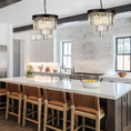 Load image into Gallery viewer, Black Crystal Chandelier over kitchen island