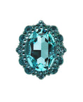 Load image into Gallery viewer, Oval turquoise crystal cabinet knob with decorative smaller stones in polished silver setting on white background