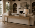 Load image into Gallery viewer, console table in living room with decor on it and it is placed behind a sofa