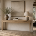 Load image into Gallery viewer, console table in a hallway with a vase, books, and a table lamp on it