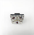 Load image into Gallery viewer, Square 1 1/2 inch crystal knob with faceted design and silver metal base on white background