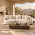 Load image into Gallery viewer, curved sofa in living space with coffee table in front of it and a floor lamp beside it