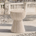 Load image into Gallery viewer, ELLA ACCENT TABLE outside next to stones on a concrete porch