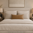 Load image into Gallery viewer, faux leather pillow in a room on top of a bed between 2 nightstands