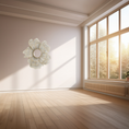 Load image into Gallery viewer, flower mirror on wall in room next windows