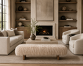 Load image into Gallery viewer, harlow bench in a living room across from a coffee table and chairs and a sofa