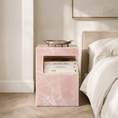 Load image into Gallery viewer, HARPER ONYX STONE TABLE with books in it and a tray on top in a bedroom