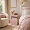 Load image into Gallery viewer, harper onyx stone table next to the girl's bed with flowers and a tray on it