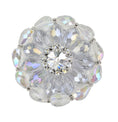 Load image into Gallery viewer, Clear crystal beaded glass knob in a sparkling floral design with silver accents on a white background