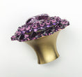 Load image into Gallery viewer, Amethyst rhinestone cabinet knob with honey bronze base and sparkling purple crystals on white background