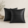 Load image into Gallery viewer, black leather pillow covers next to bowl and faux tree