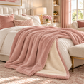 Load image into Gallery viewer, a bedroom with a bink ugg blanket draped across the bed