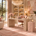 Load image into Gallery viewer, Pink onyx table used as a decorative pedestal in a blush home office