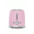 Load image into Gallery viewer, pink retro toaster in pastel pink with polished silver/chrome accents, shown on a clean white background.