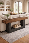 Load image into Gallery viewer, rustic console table in living room behind sofa