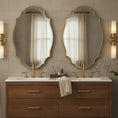 Load image into Gallery viewer, scalloped mirror in bathroom above each sink