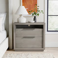Load image into Gallery viewer, wooden nighstand in bedroom next to bed