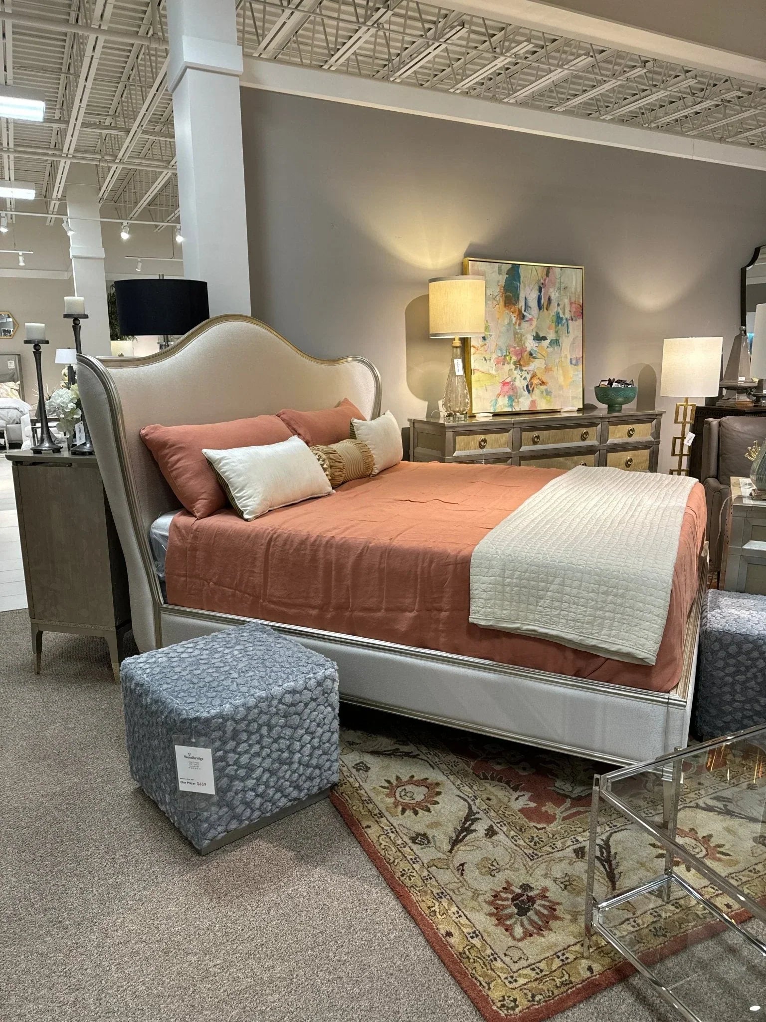 traditional design bed and ottoman