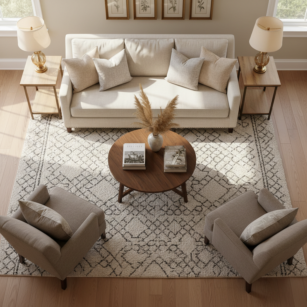 looking down on a living room layout