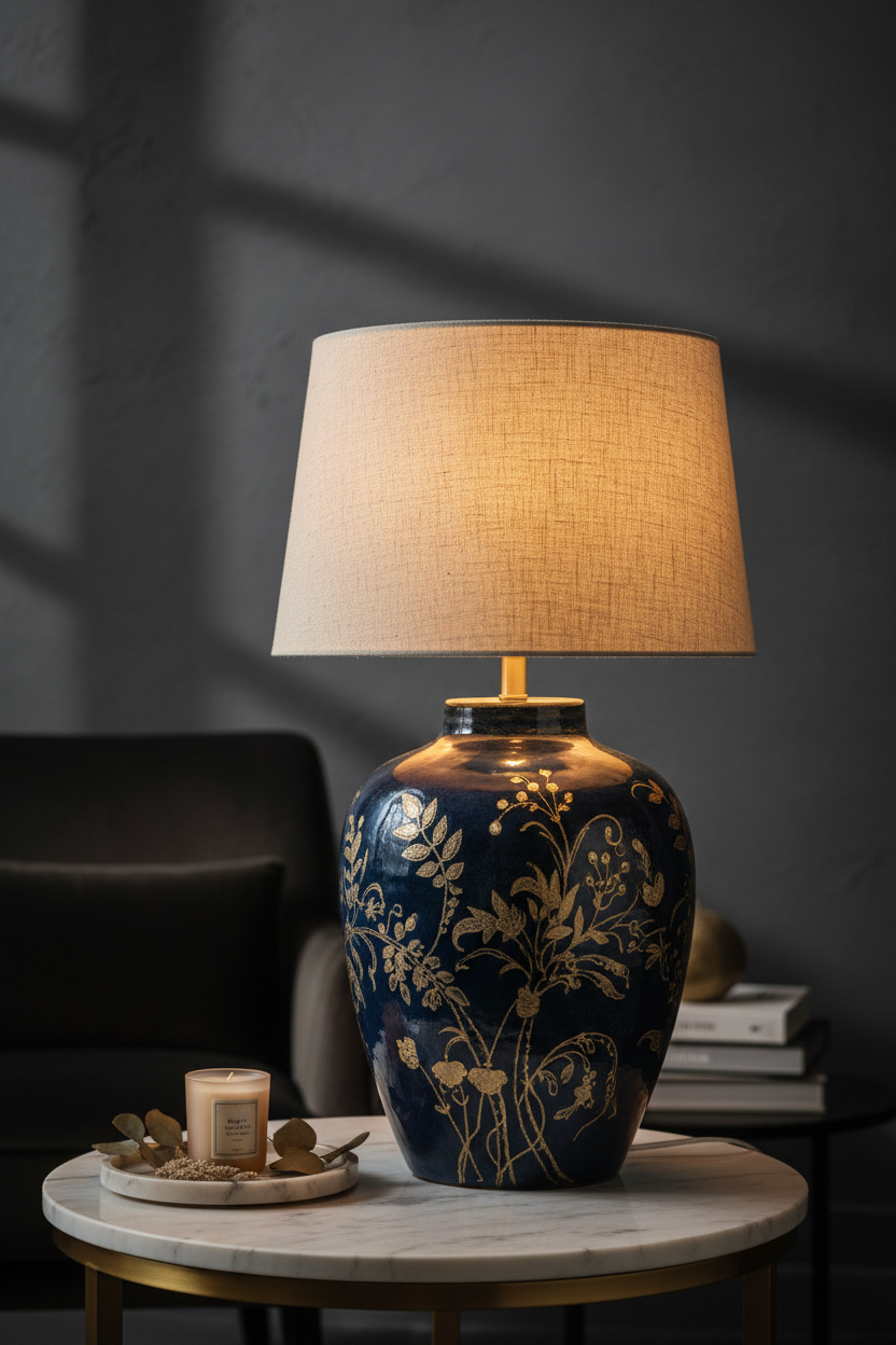 LAMP ON ACCENT TABLE