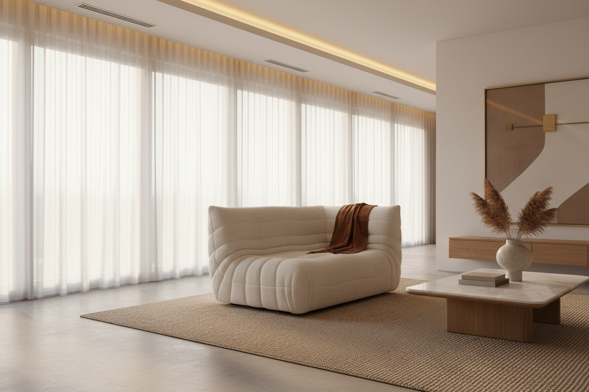lounge chair in middle of room
