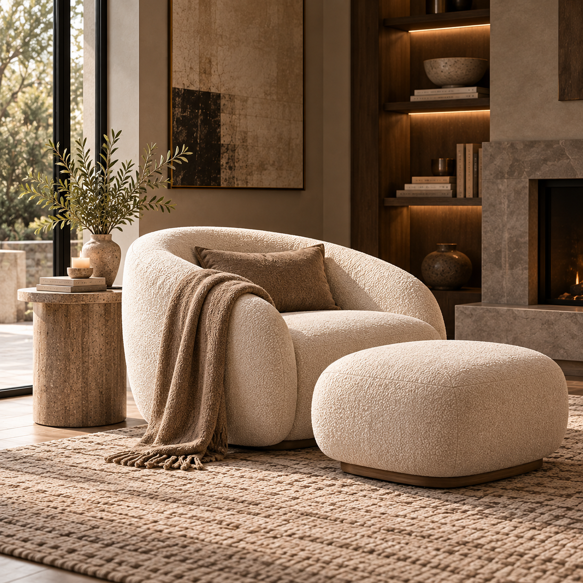 accent chair with ottoman