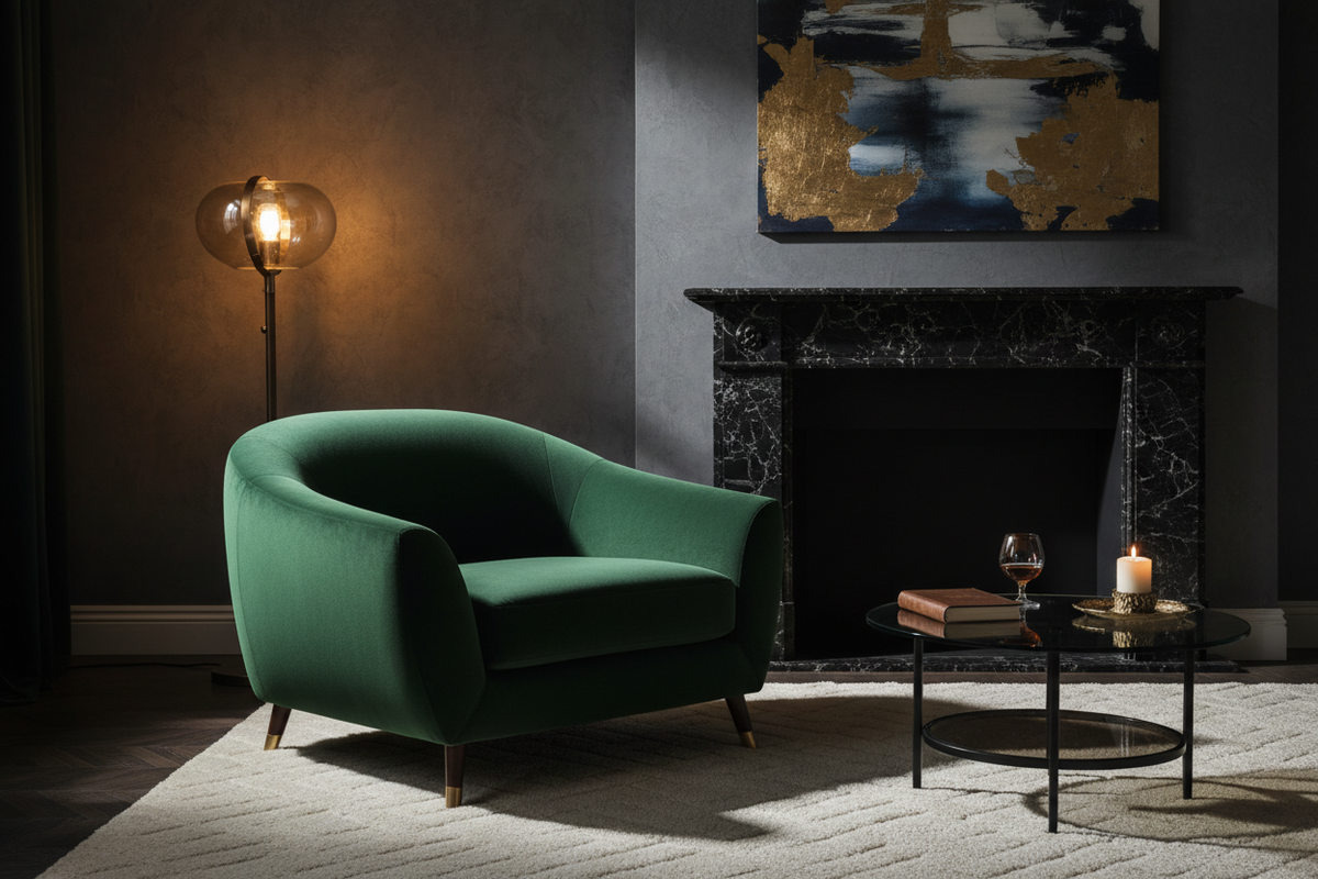 CHAIR IN ROOM WITH FLOOR LAMP