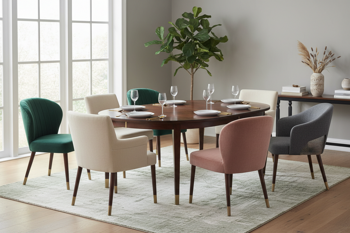 DINING ROOM WITH MIX AND MATCH CHAIRS