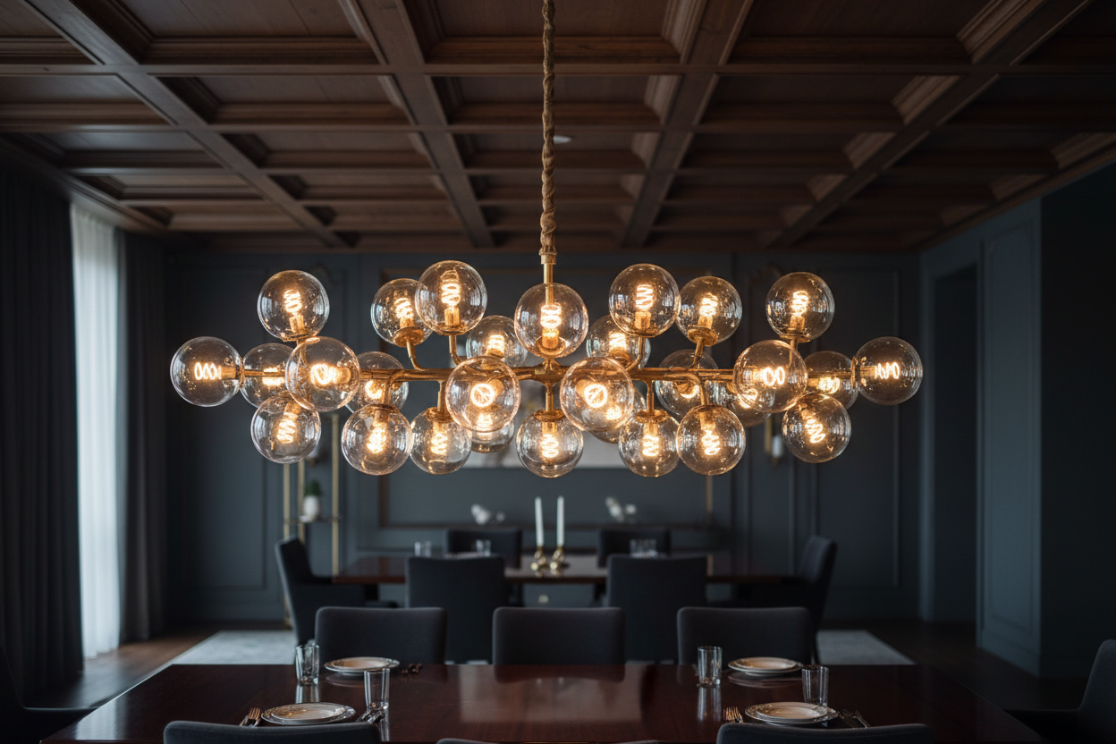 ROOM WITH CHAIRS AND A CHANDELIER