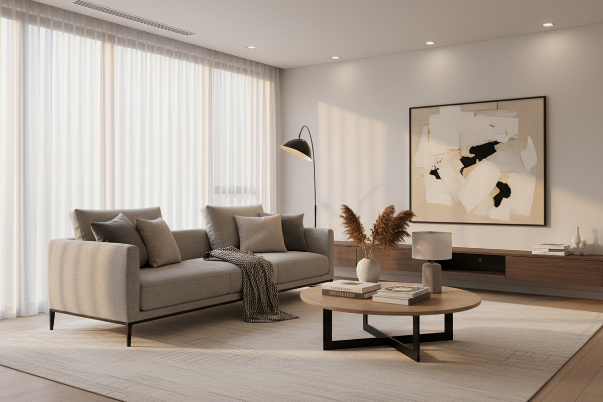 LIVING ROOM SOFA AND COFFEE TABLE