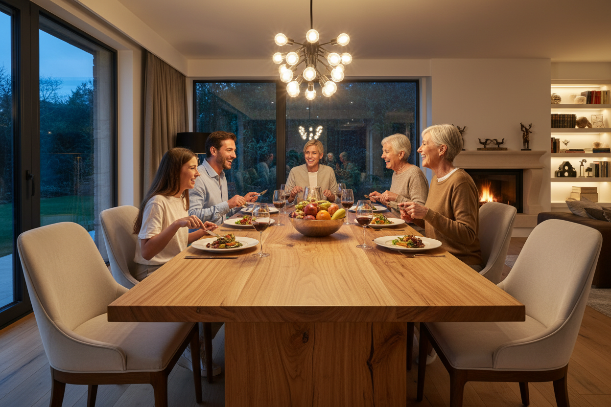 TABLE WITH PEOPLE EATING