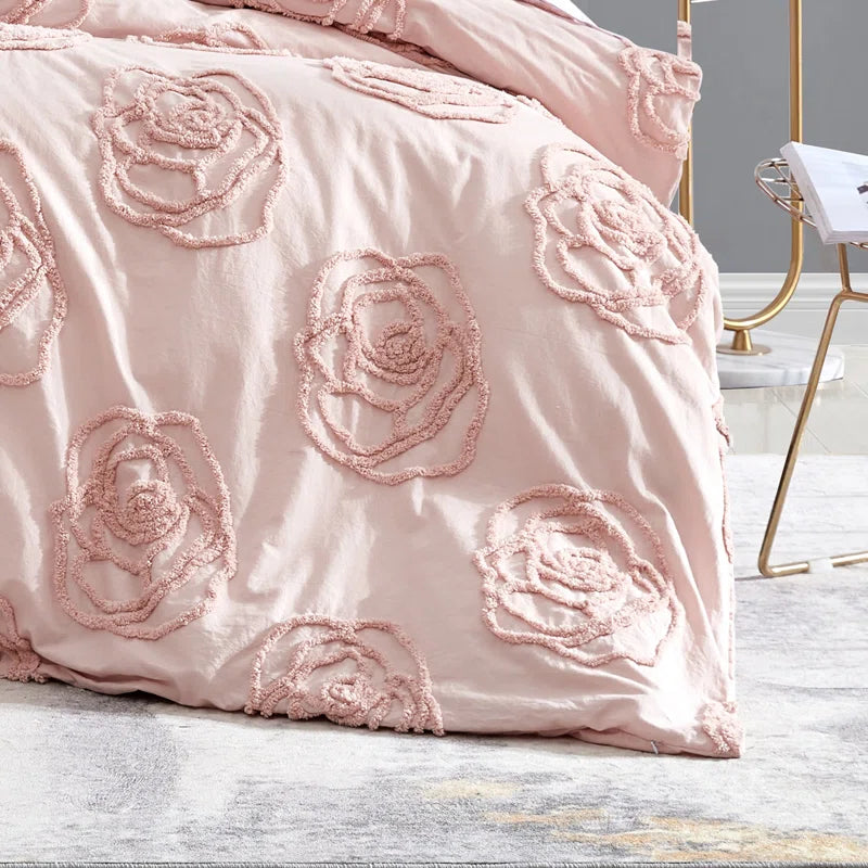 Rose Cotton Pink Duvet Cover Set