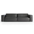 Load image into Gallery viewer, A sleek, modern Black Modern Sofa with wide armrests and minimalistic design exudes luxury against a white background. The BLACK MODERN SOFA by House of Effy showcases elegance and contemporary style seamlessly.
