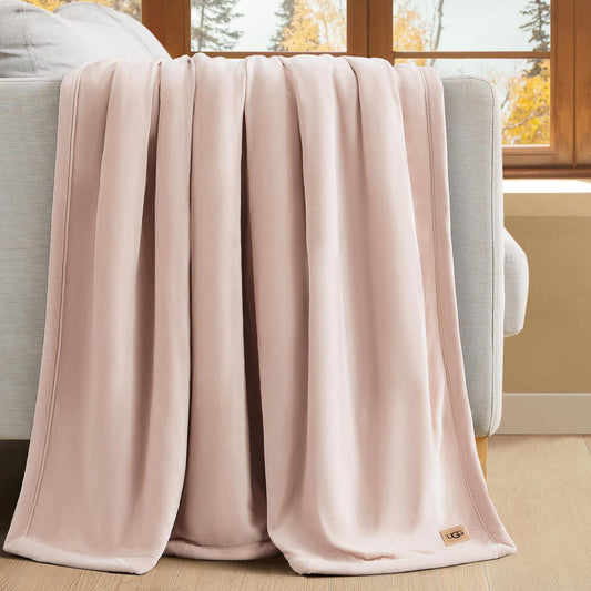 Bliss Throw Blanket Plush Soft Fleece Fluffy Blankets for Bed or Couch Oversized Warm Reversible Machine Washable Medium Weight Home Decor Giftable Throw, 50-Inch X 70-Inch, Quartz Pink