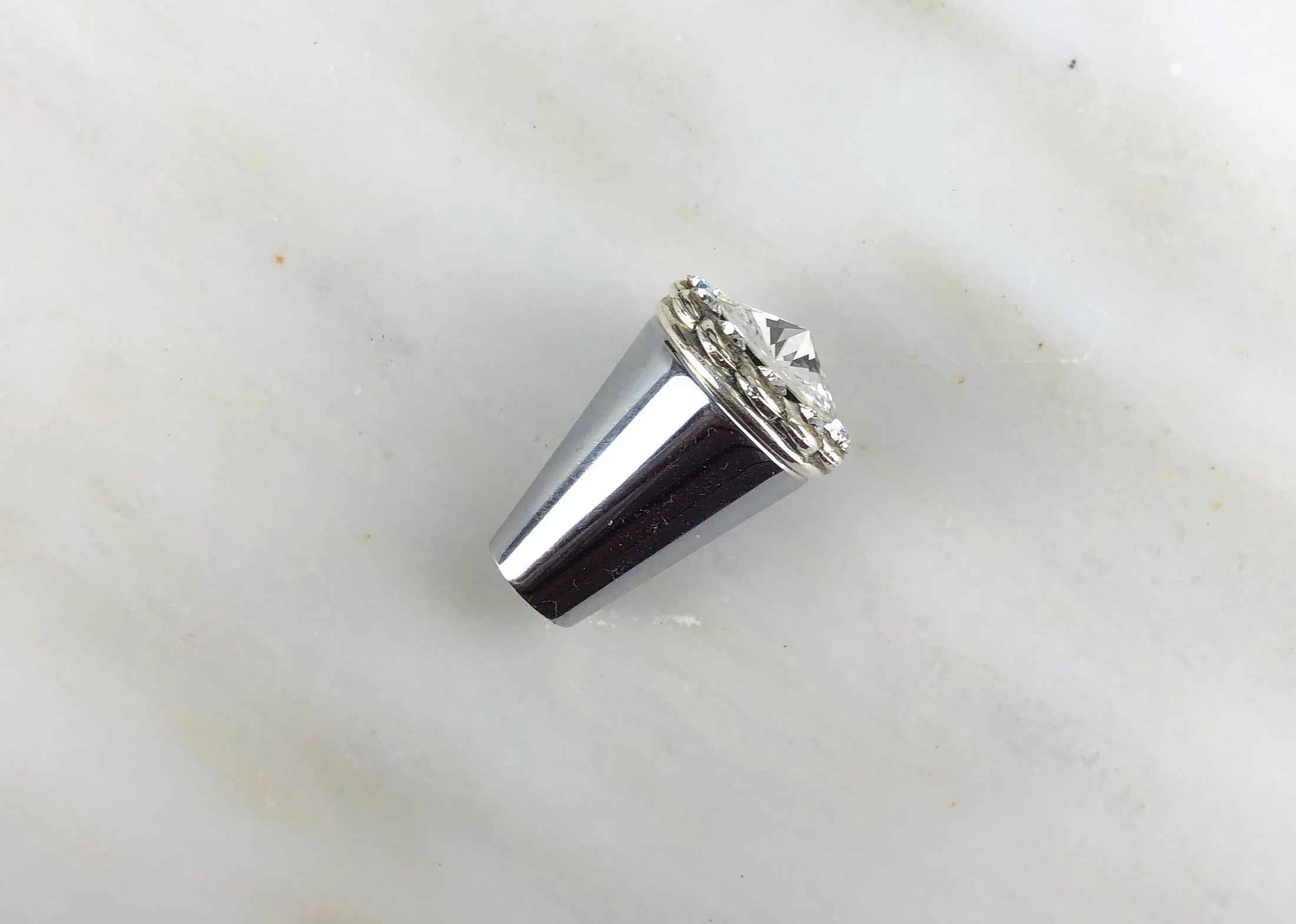 Crystal Cabinet Knob Antique Silver