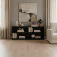 Load image into Gallery viewer, 2 Shelf Black bookcase with three shelves on a gray background
