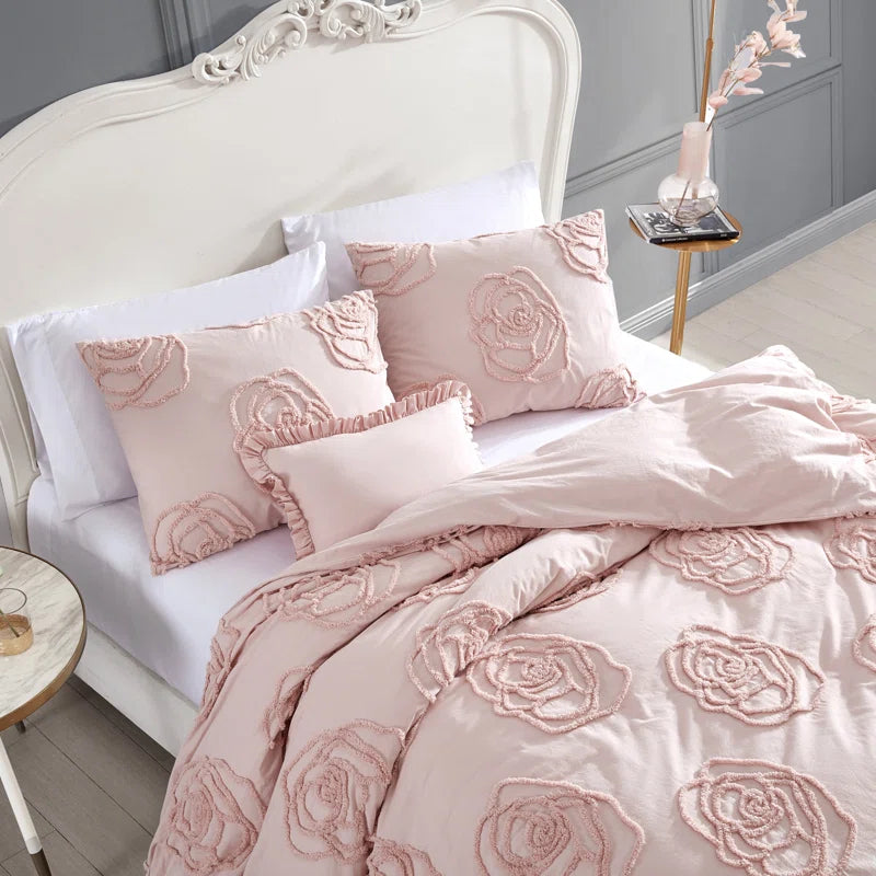 Rose Cotton Pink Duvet Cover Set