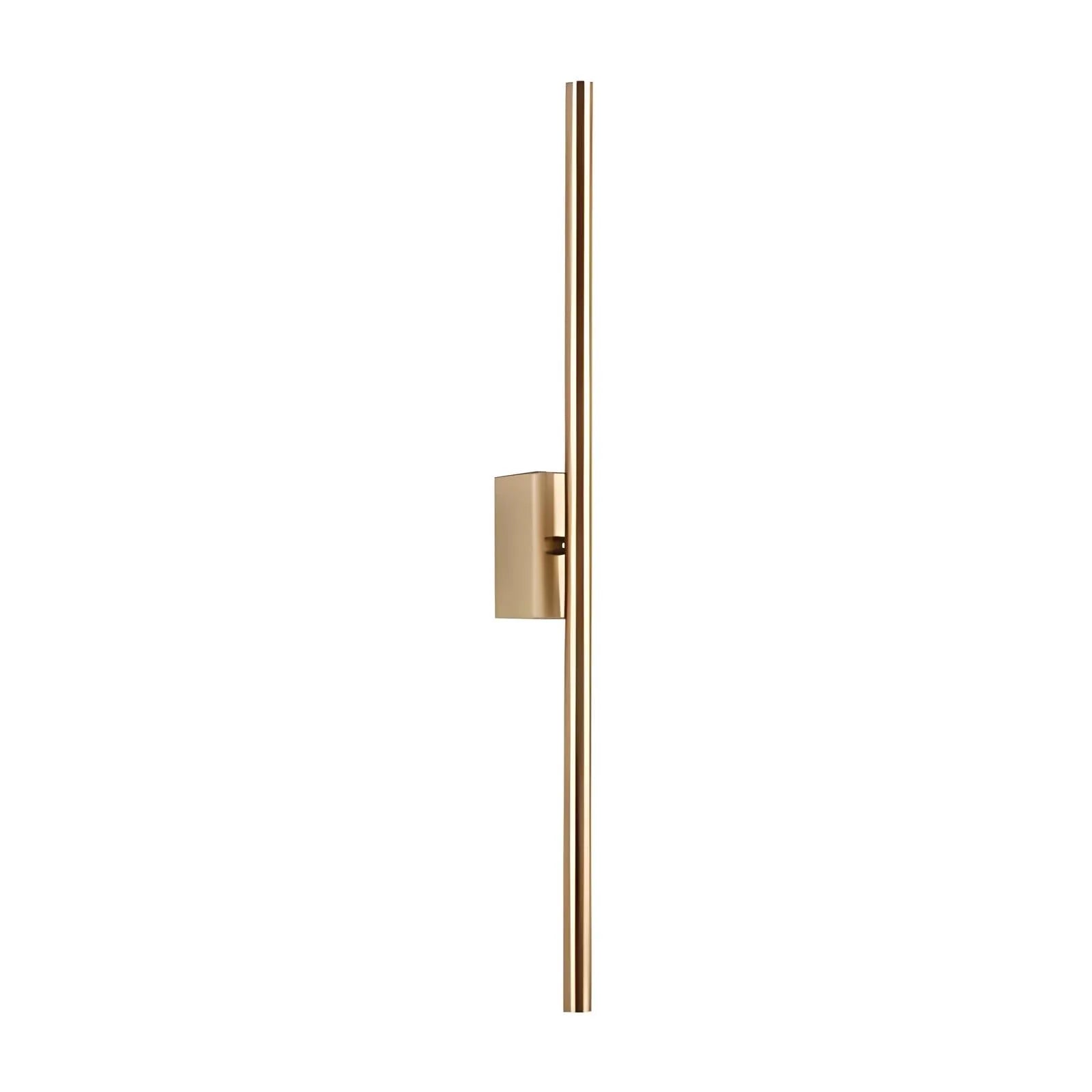 Brass-colored vertical wall-mounted light fixture with a slim, elongated design, perfect for the MODERN LINEAR SCONCE by House of Effy.