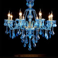 Load image into Gallery viewer, Blue Crystal Pendent Chandelier
