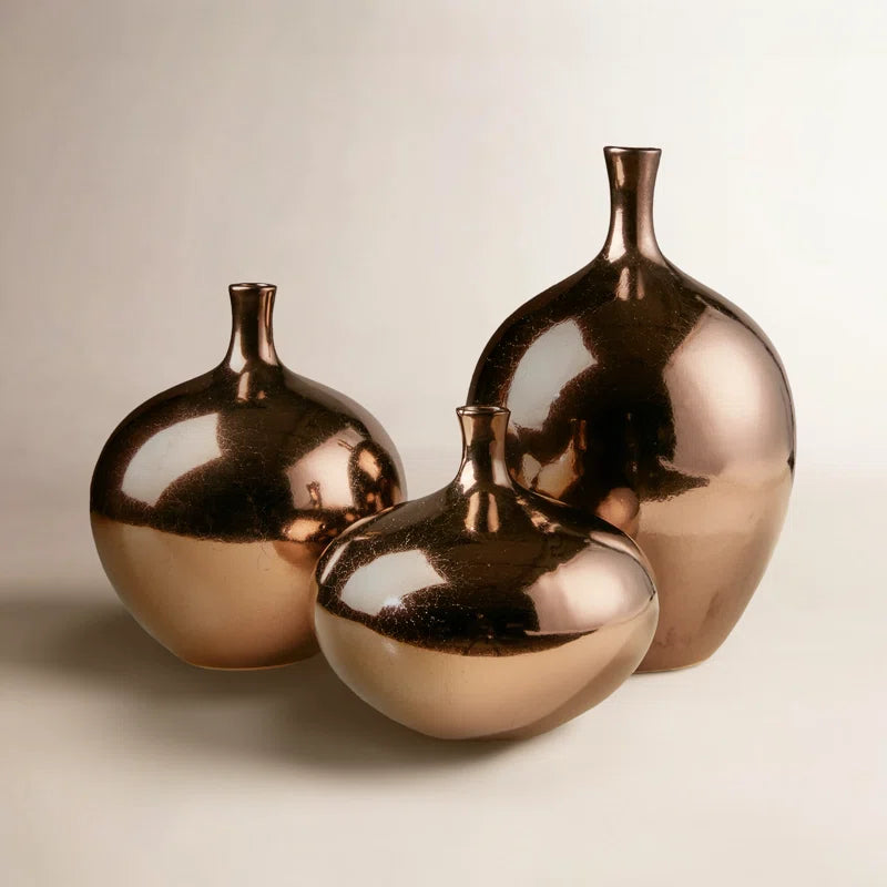Ansen Mirrored Decorative Vases 3-Piece